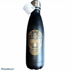 Black Stainless Steel Sugar Candy Skull Bottle.